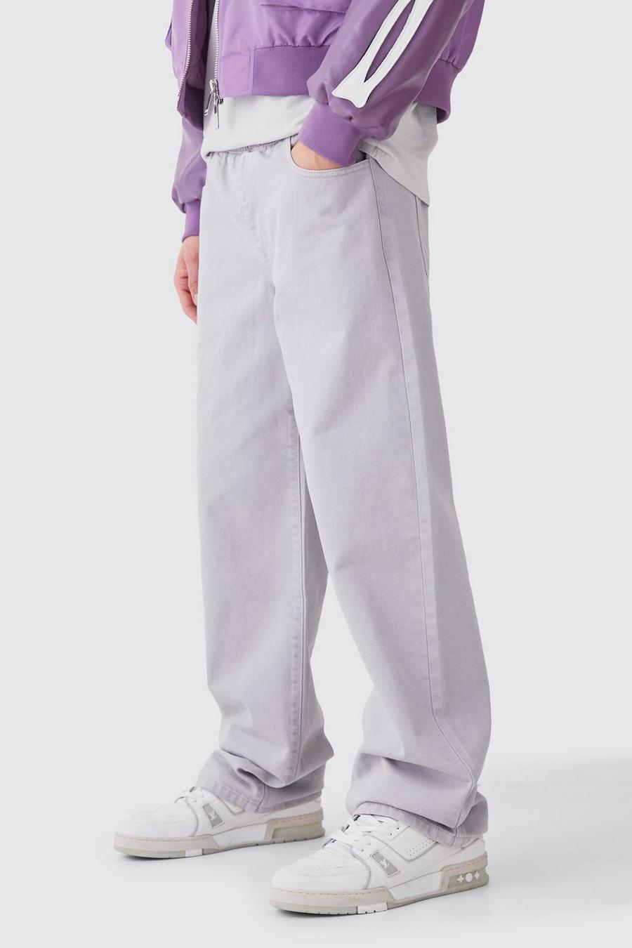 Grey Onbewerkte Baggy Overdye Jeans Met Elastische Taille image number 1