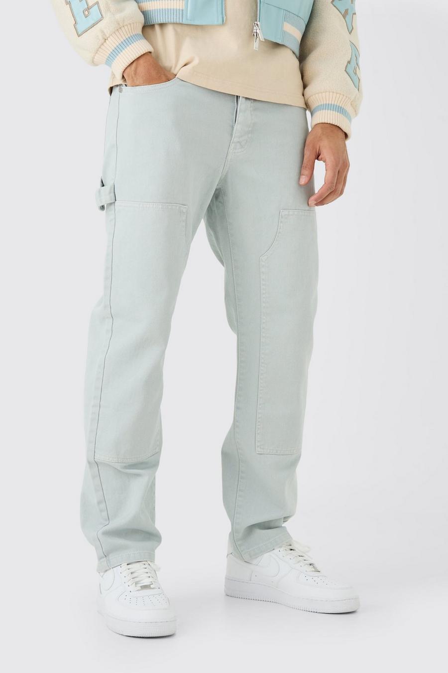 Ice blue Onbewerkte Overdye Baggy Utility Jeans image number 1
