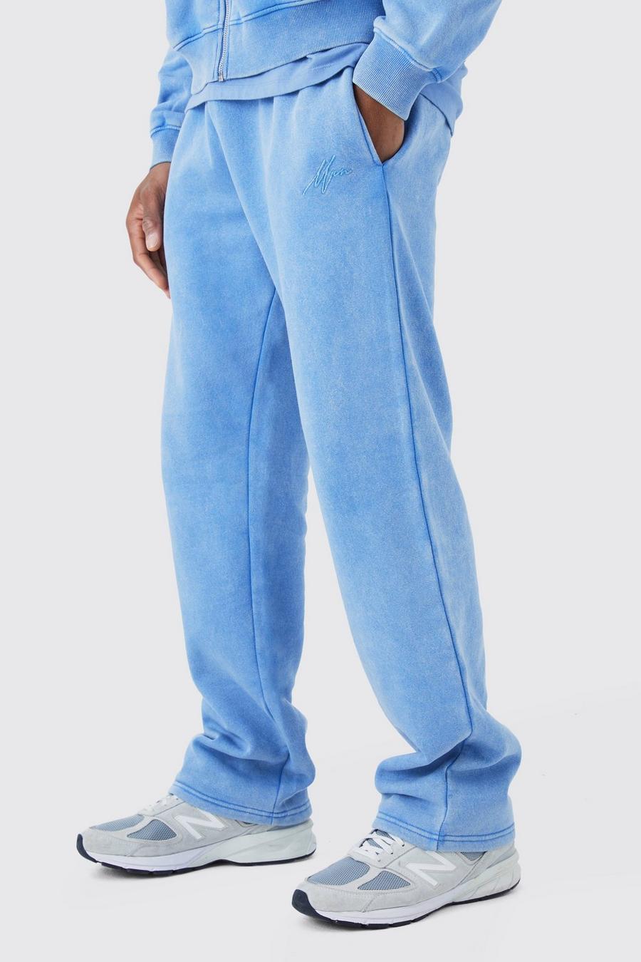 Pantalón deportivo MAN holgado con lavado a la piedra, Cornflower blue