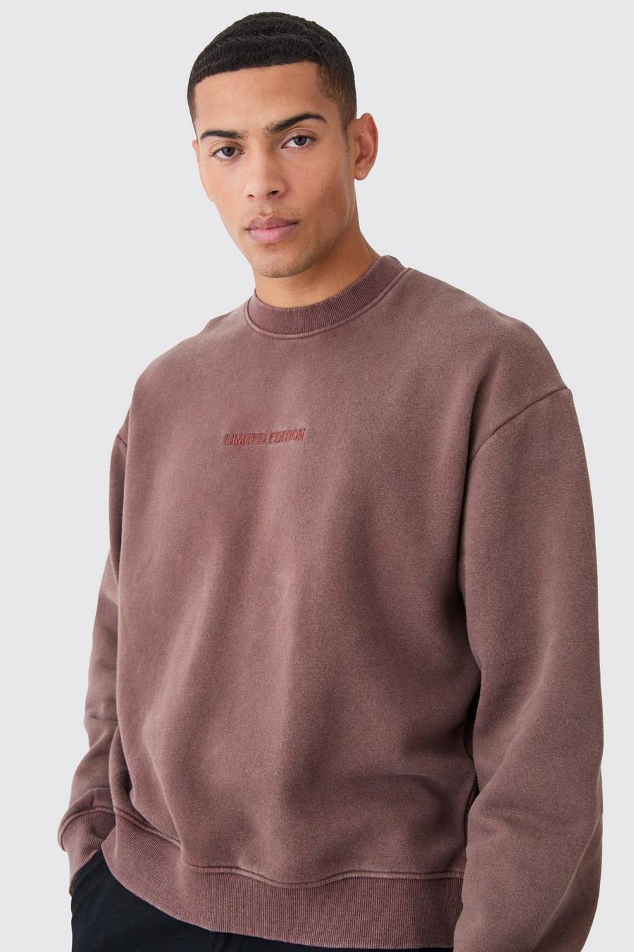 Chocolate Limited Oversize sweatshirt med tvättad effekt image number 1
