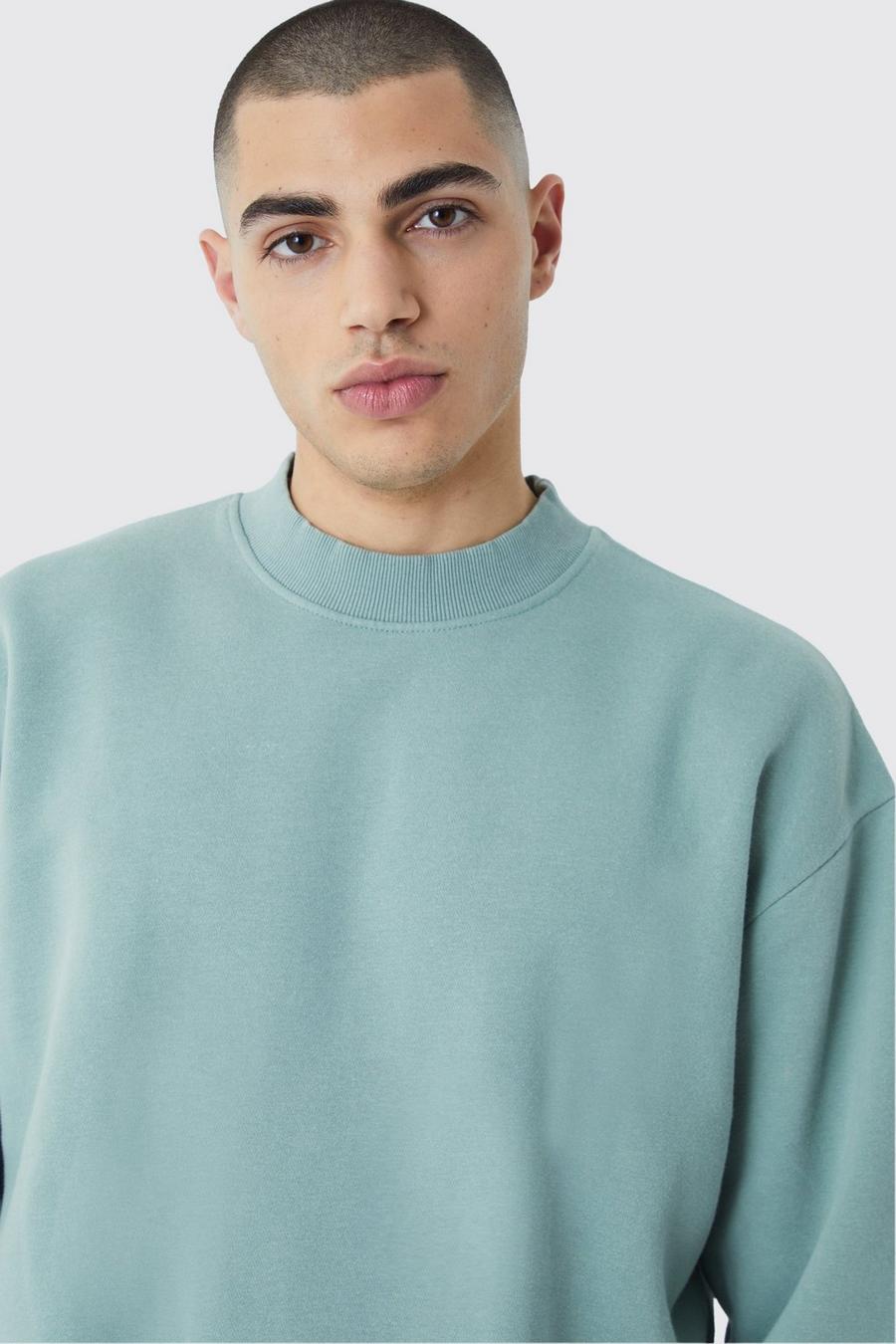 Sage Oversize sweatshirt med stentvättad effekt image number 1