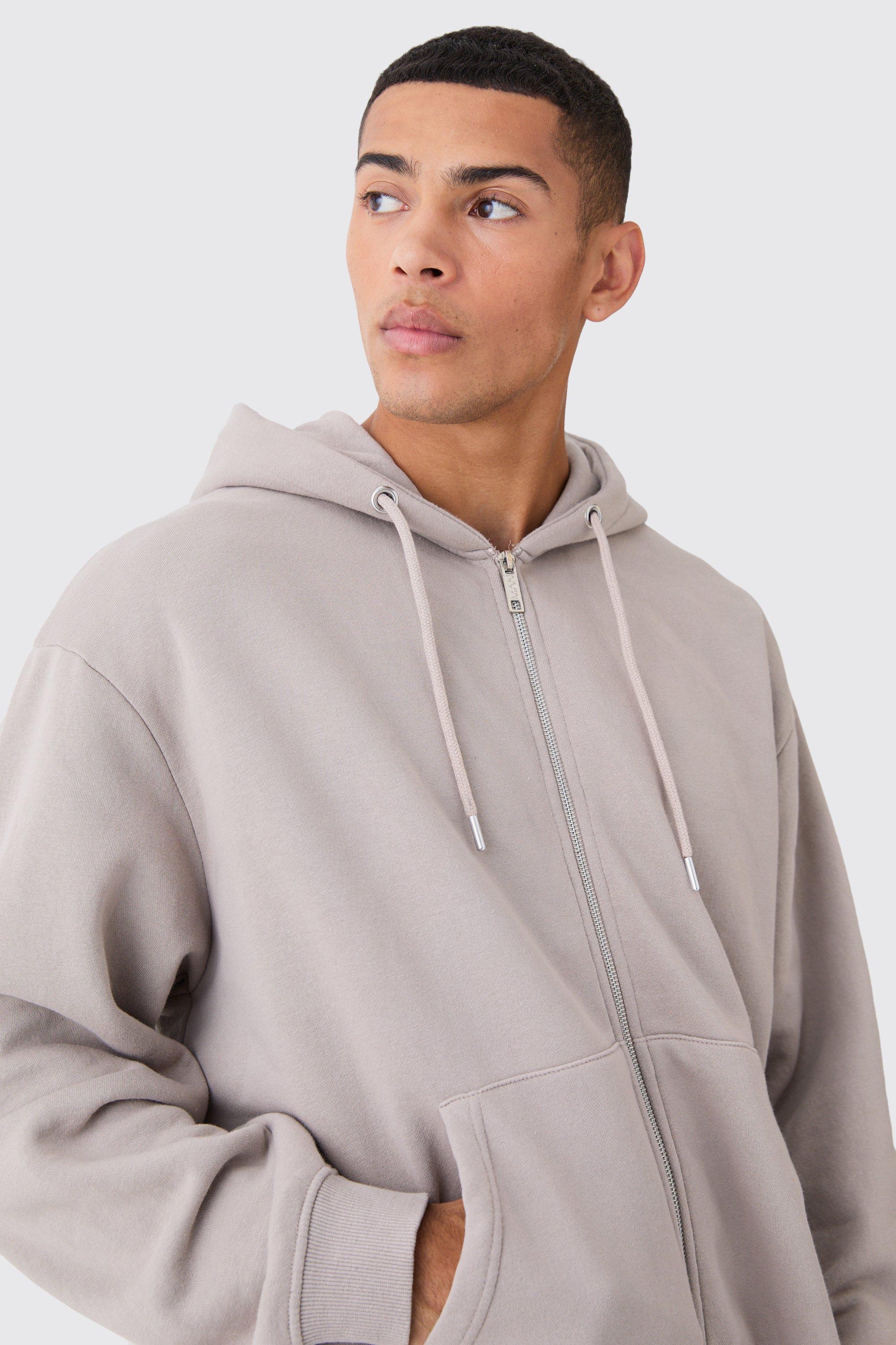 Oversized zip best sale hoodie men