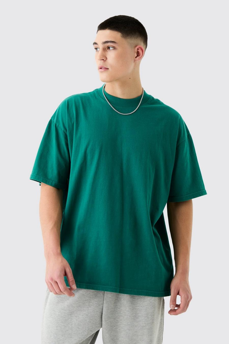 Teal Oversized Gebleekt T-Shirt image number 1