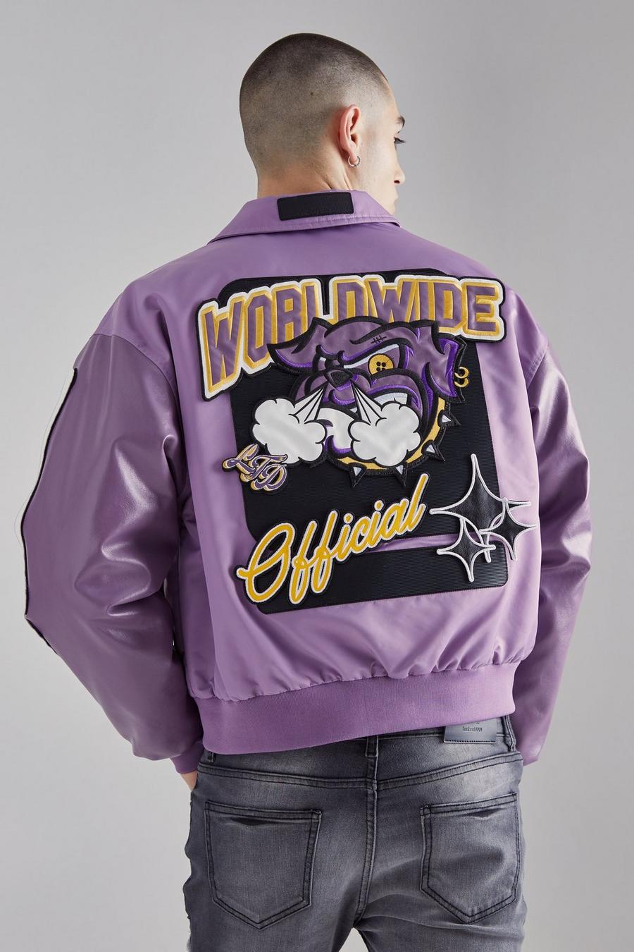 Purple Boxy Changeable Badge Detail Bomber image number 1