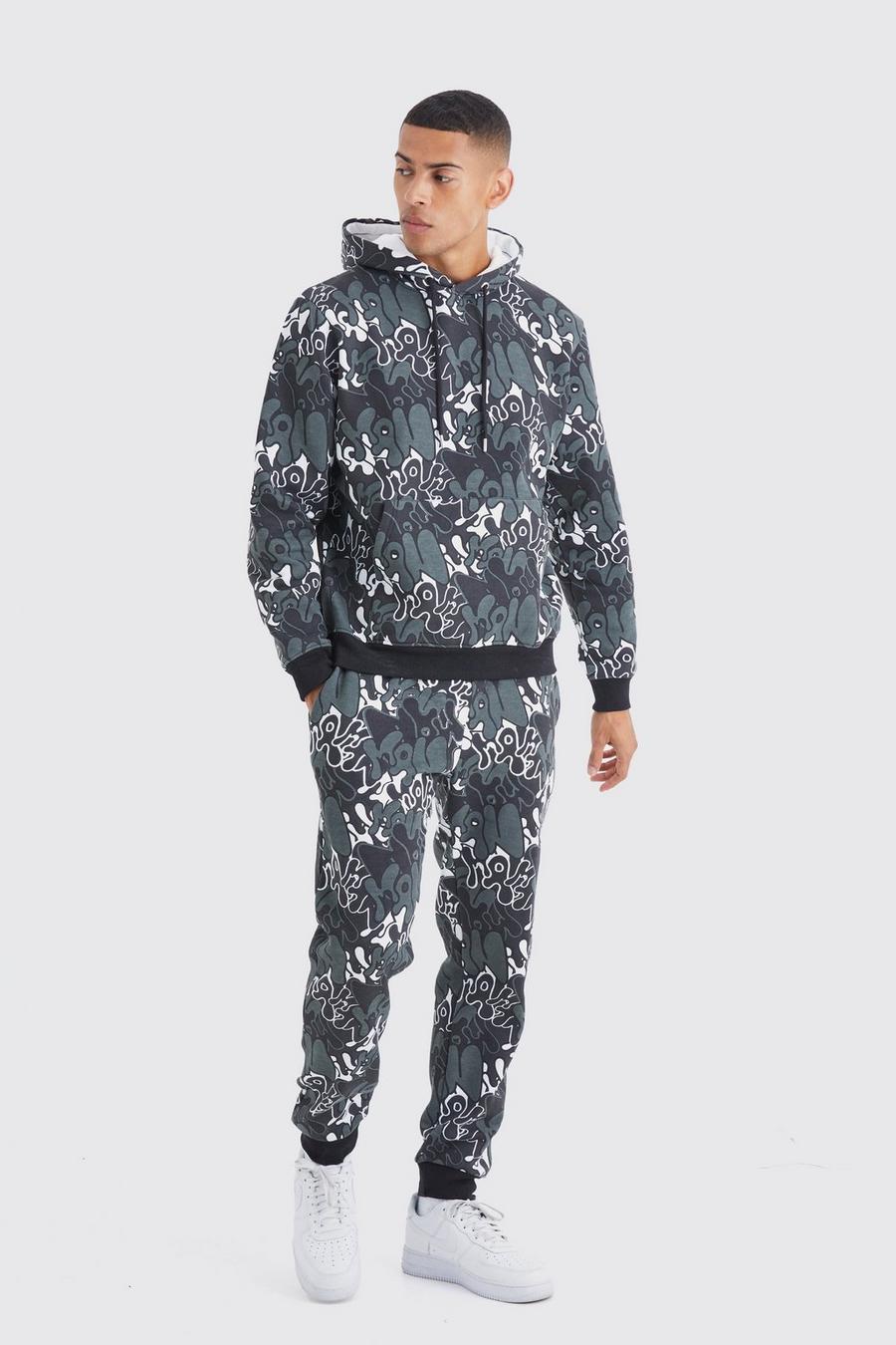 Black Man Camo All Over Print Hoodie Tracksuit