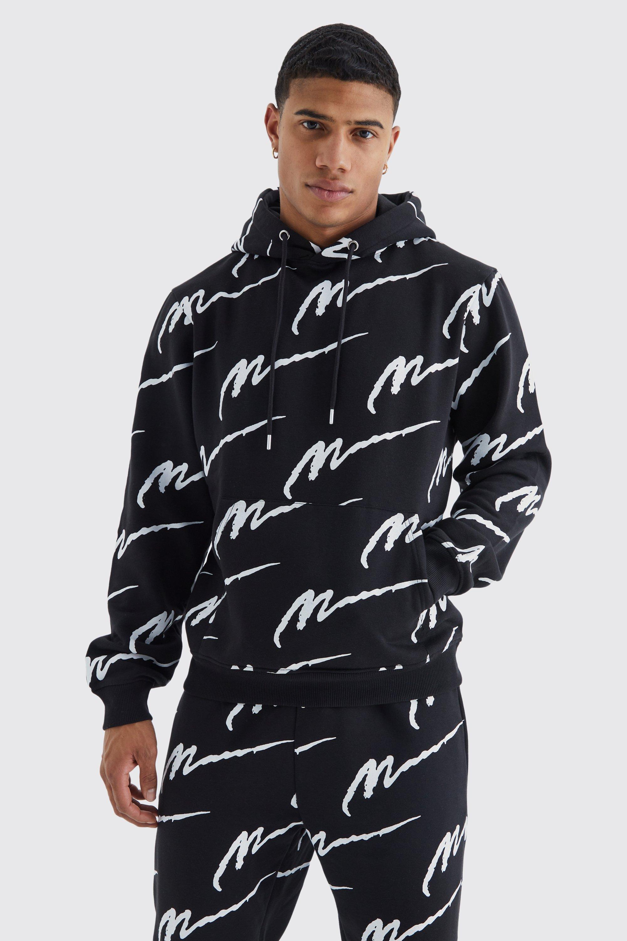 Man Signature All Over Print Hoodie Tracksuit