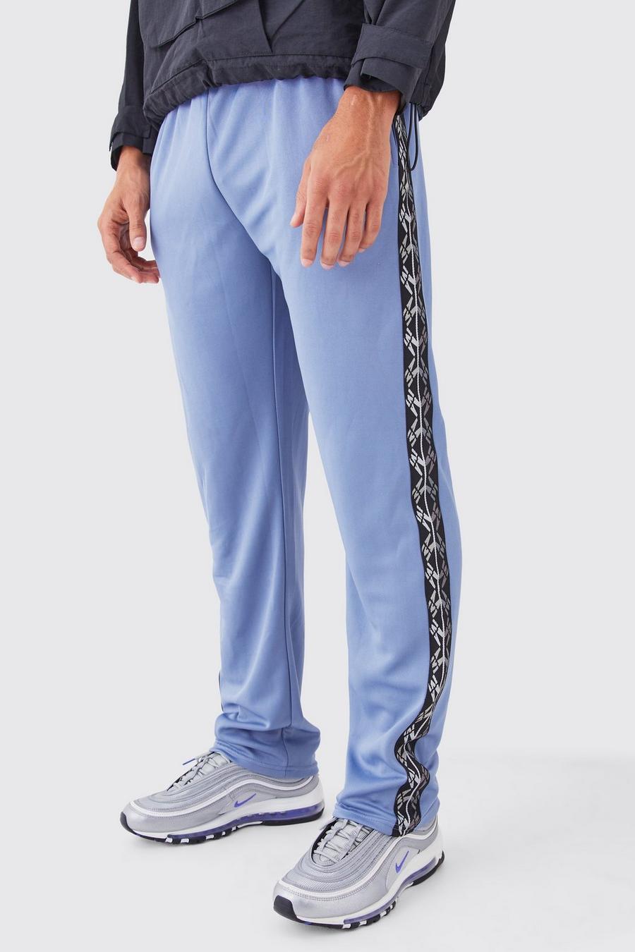 Pantaloni tuta Regular Fit in tricot con striscia laterale, Slate blue