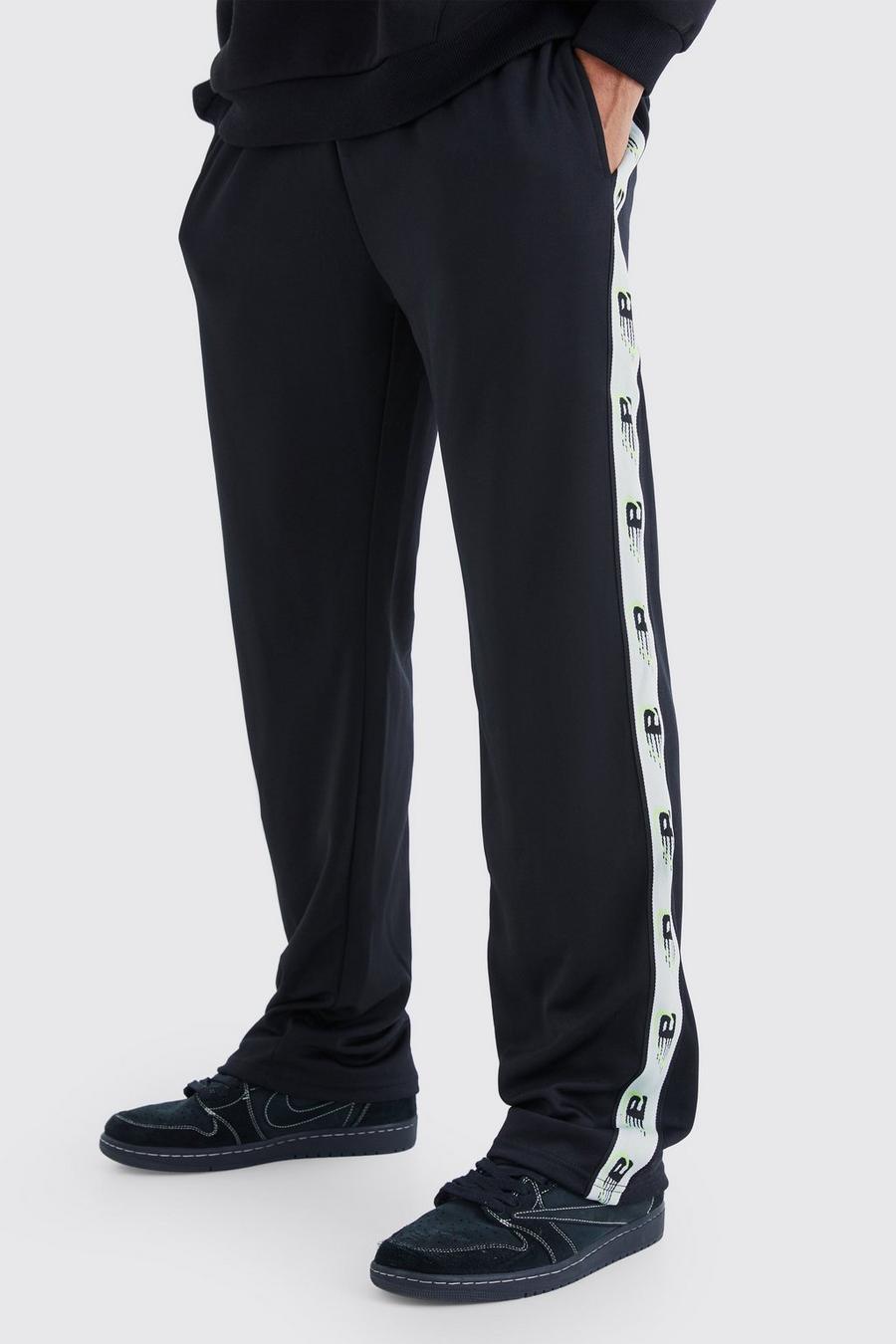 Oversize Trikot-Jogginghose mit Seitenstreifen, Black