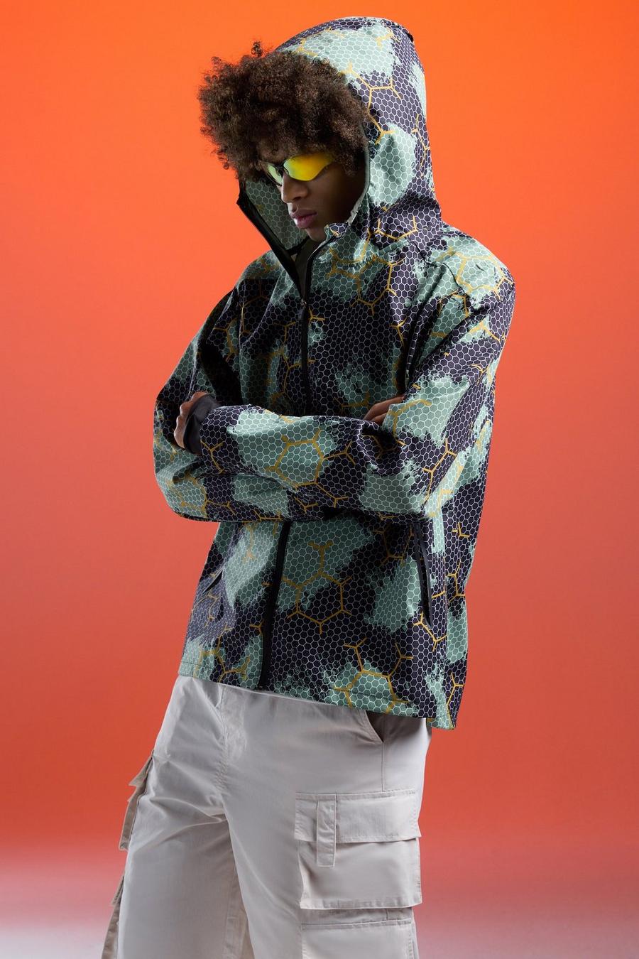 Man Active Windbreaker mit Camouflage-Print, Multi image number 1