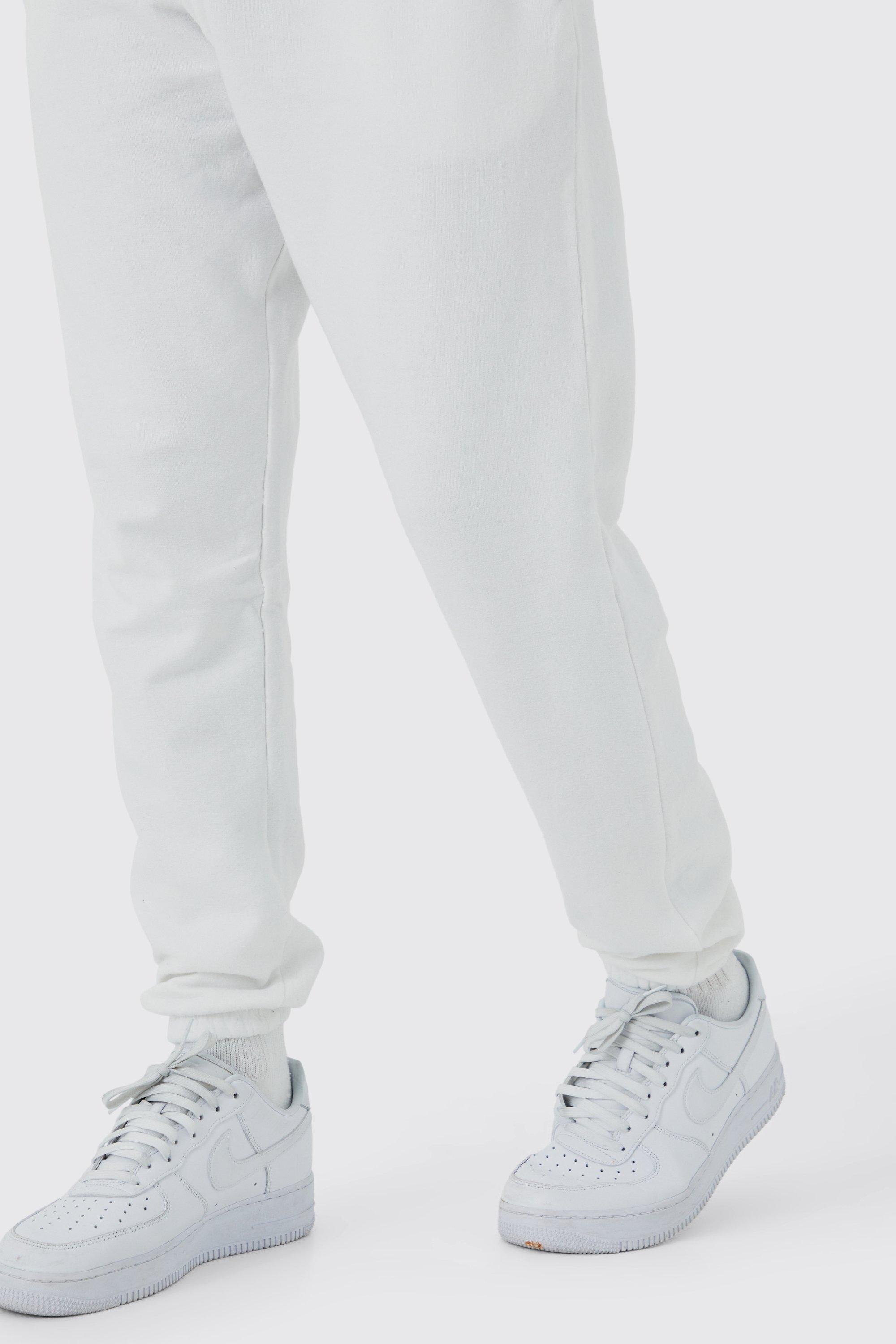 White Fleece Core Jogger Pants