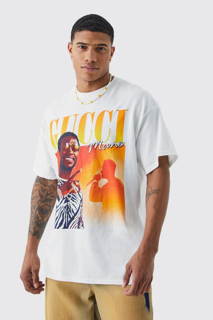 Oversize T-Shirt mit lizenziertem Gucci Mane Print, White image number 1