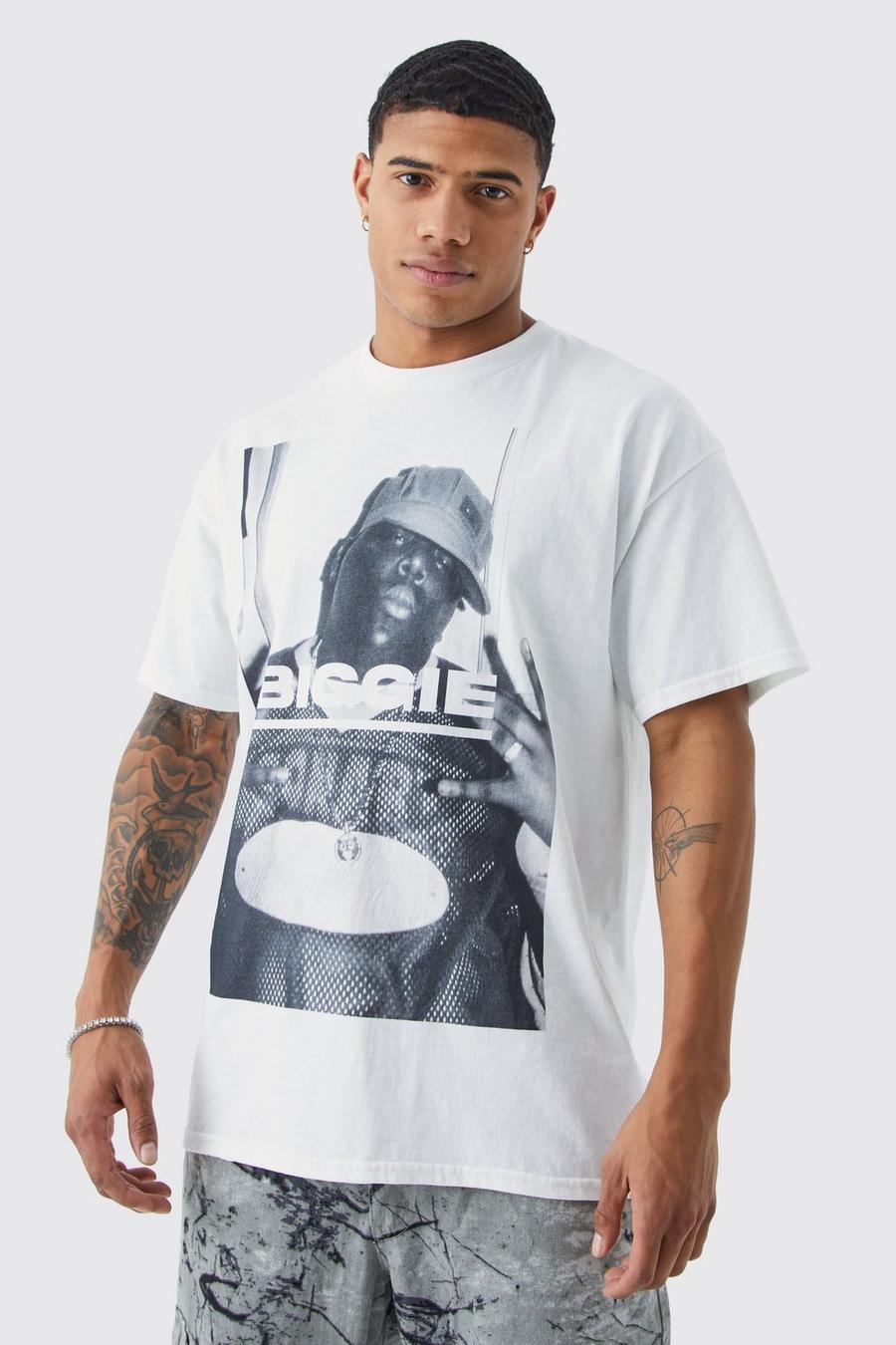 Oversize T-Shirt mit lizenziertem Biggie Print, White