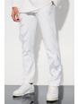 White Rhinestone Embellished Slim Fit Suit Trousers