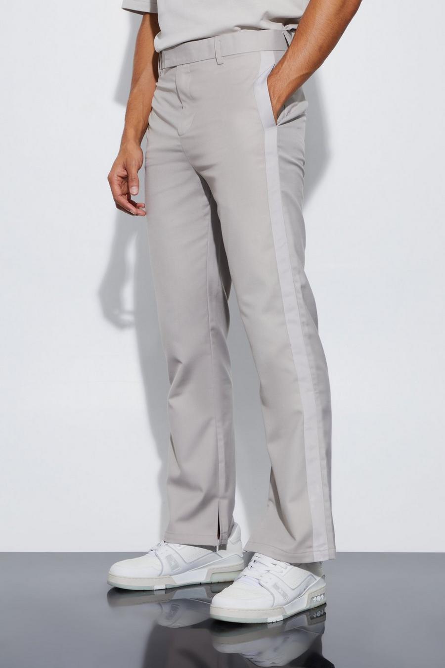 Sand High Shine Trim Split Hem Suit Trousers image number 1