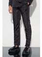 Black Liquid Metallic Straight Leg Suit Trousers