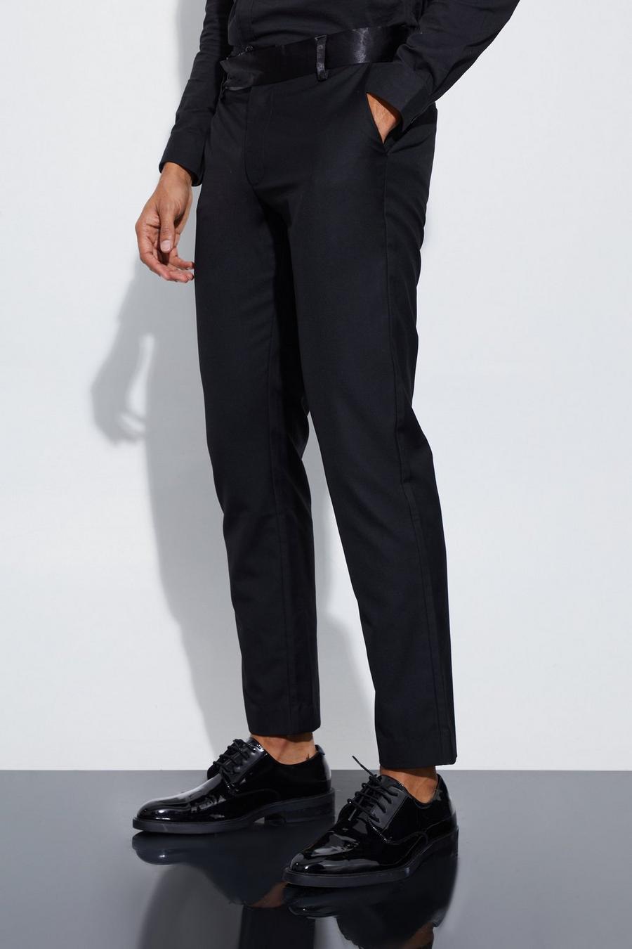 Black Slim Fit Tuxedo Suit Trousers image number 1