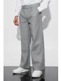 Grey Wool Look Wide Fit Tailored Trousers