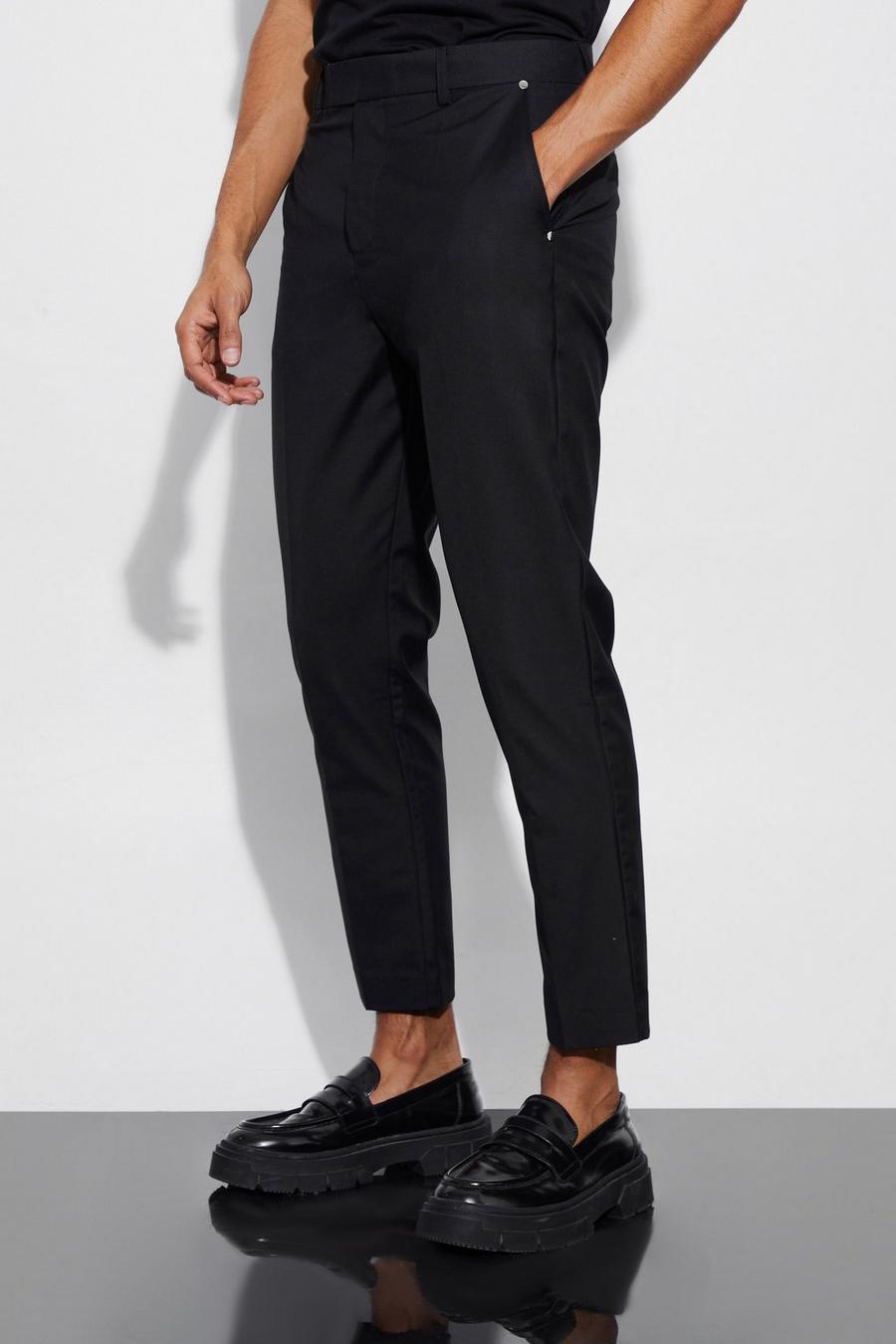 Black Tapered Fit Tailored Trousers image number 1
