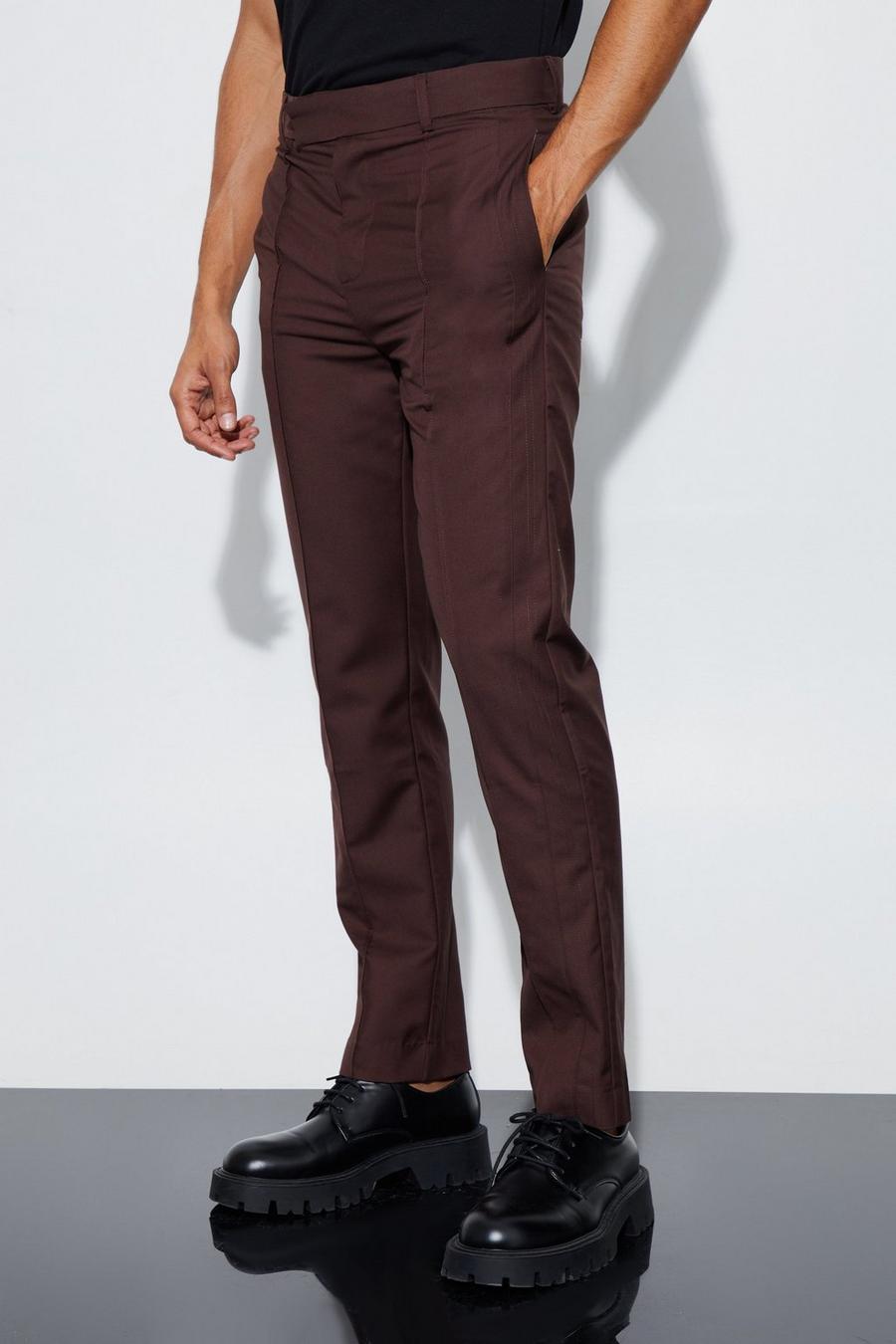 Chocolate Relaxed Fit Straight Leg Suit Trousers image number 1