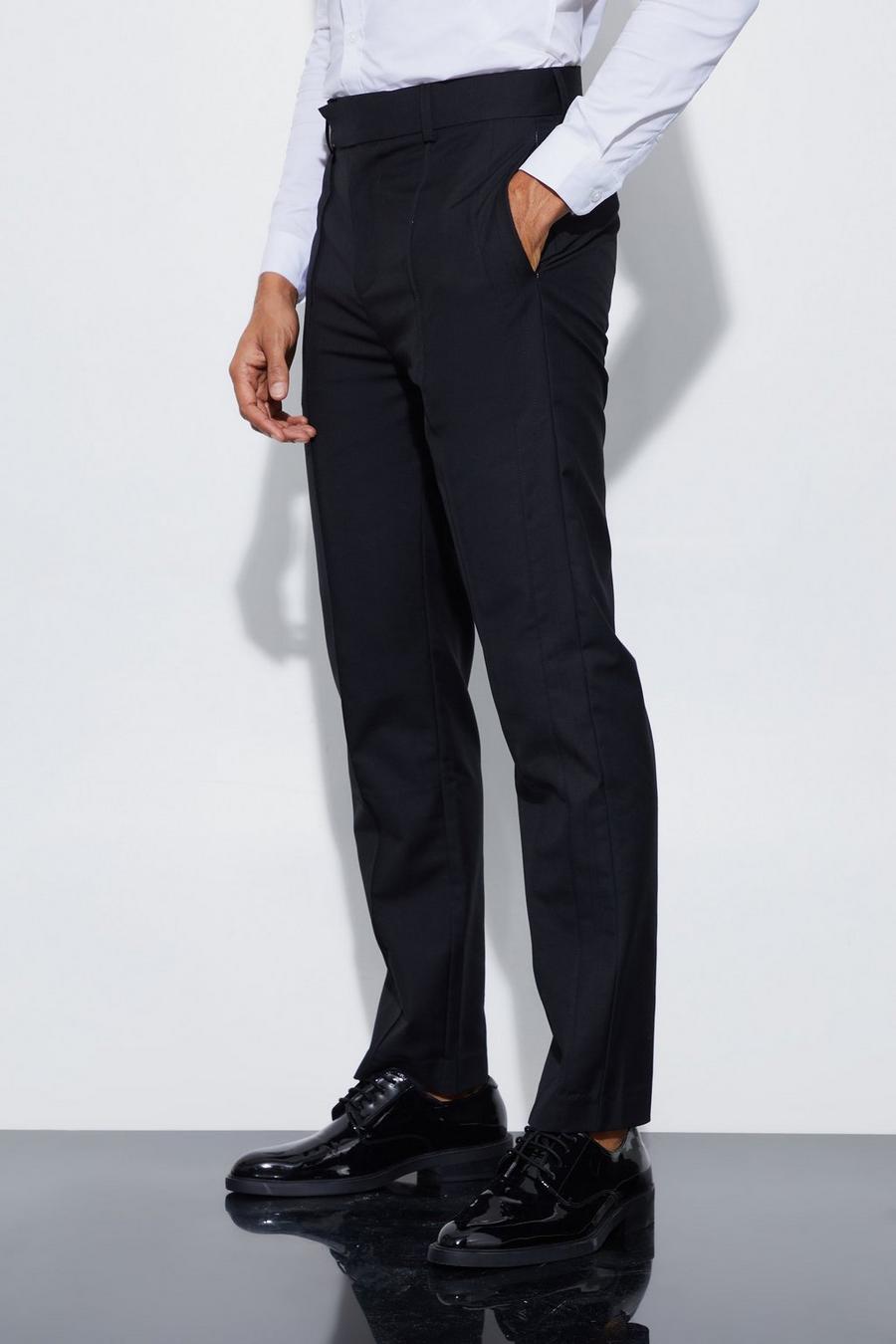 Black Kostymbyxor med raka ben och ledig passform image number 1