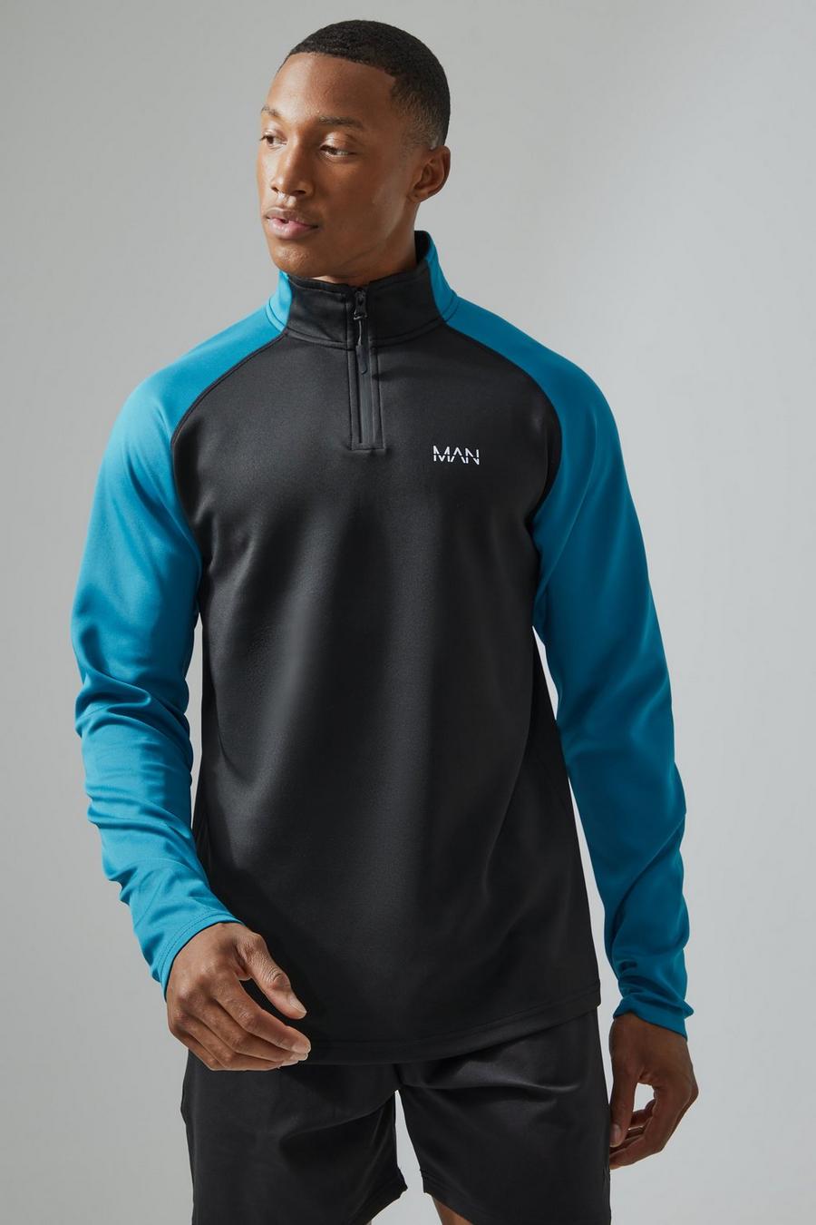 Teal green Active Gym Funnel Neck Track Gym Top 