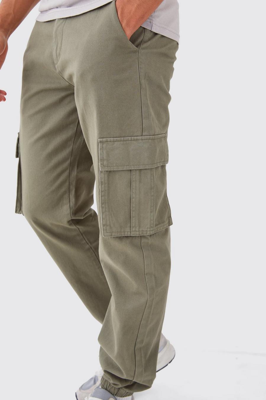 Pantalón deportivo cargo con cintura fija, Khaki
