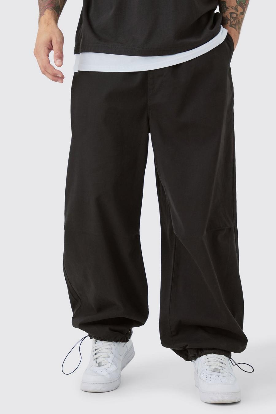Pantaloni da paracadutista in twill con laccetti in vita, Black image number 1