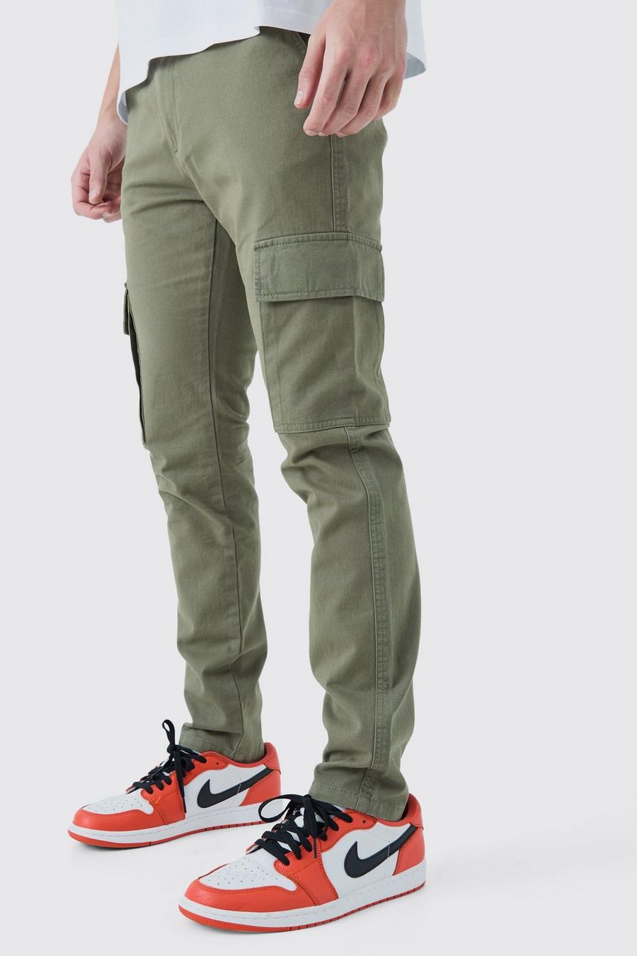 Khaki Fixed Waist Baggy Fit Cargo Pants image number 1