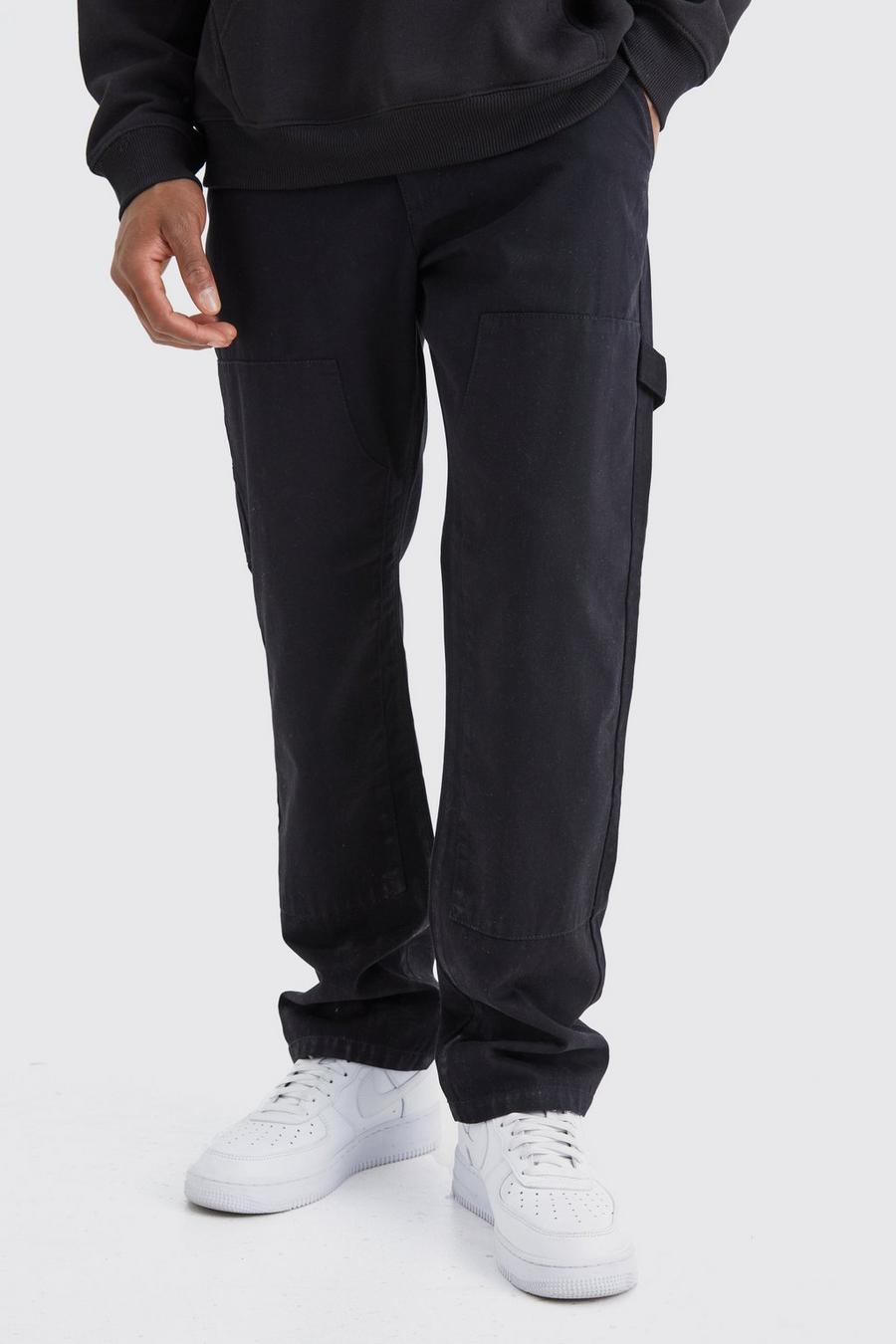 Black Fixed Waist Carpenter Trousers image number 1