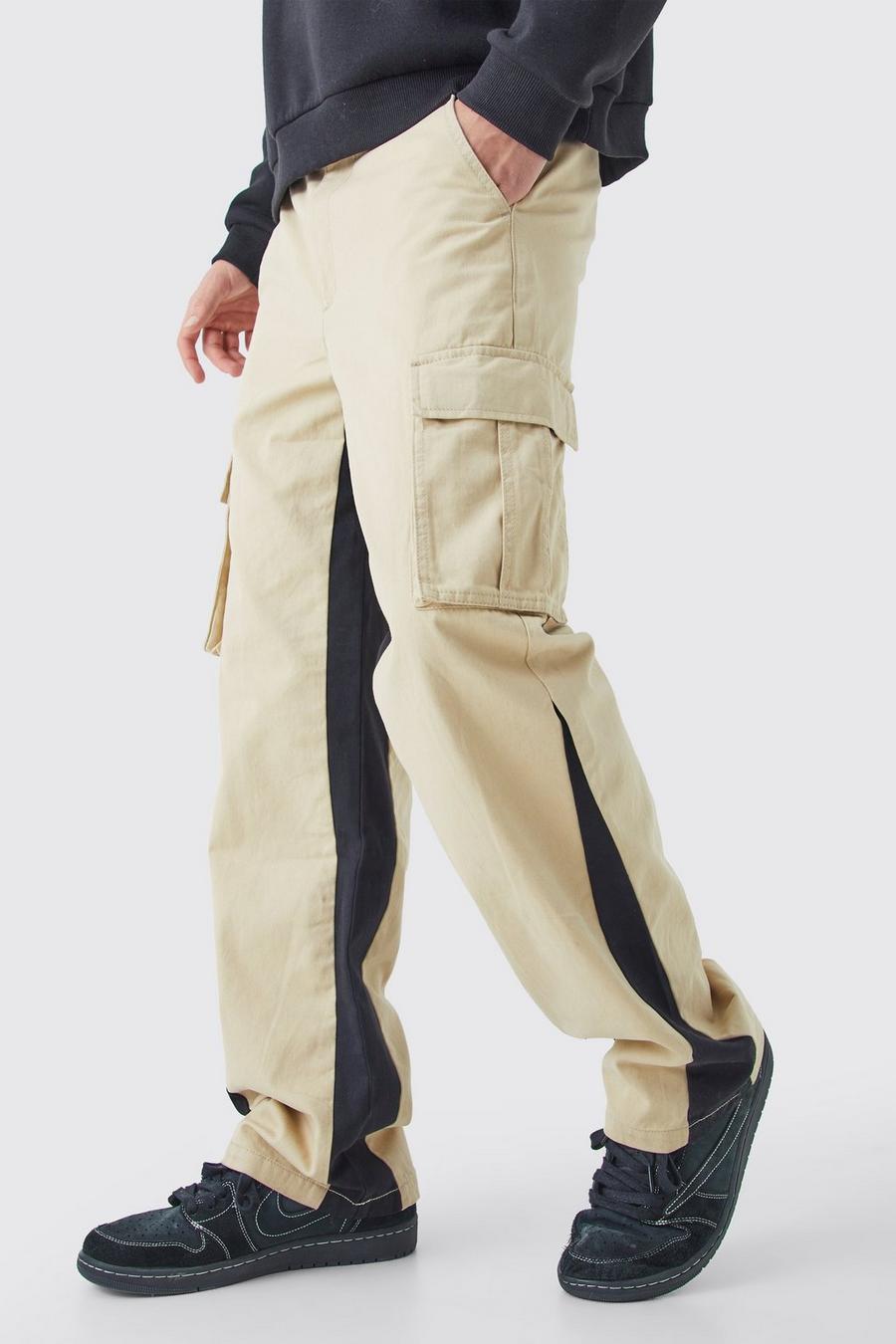 Mens Smart Casual Beige Leather Trousers Jeans Pants