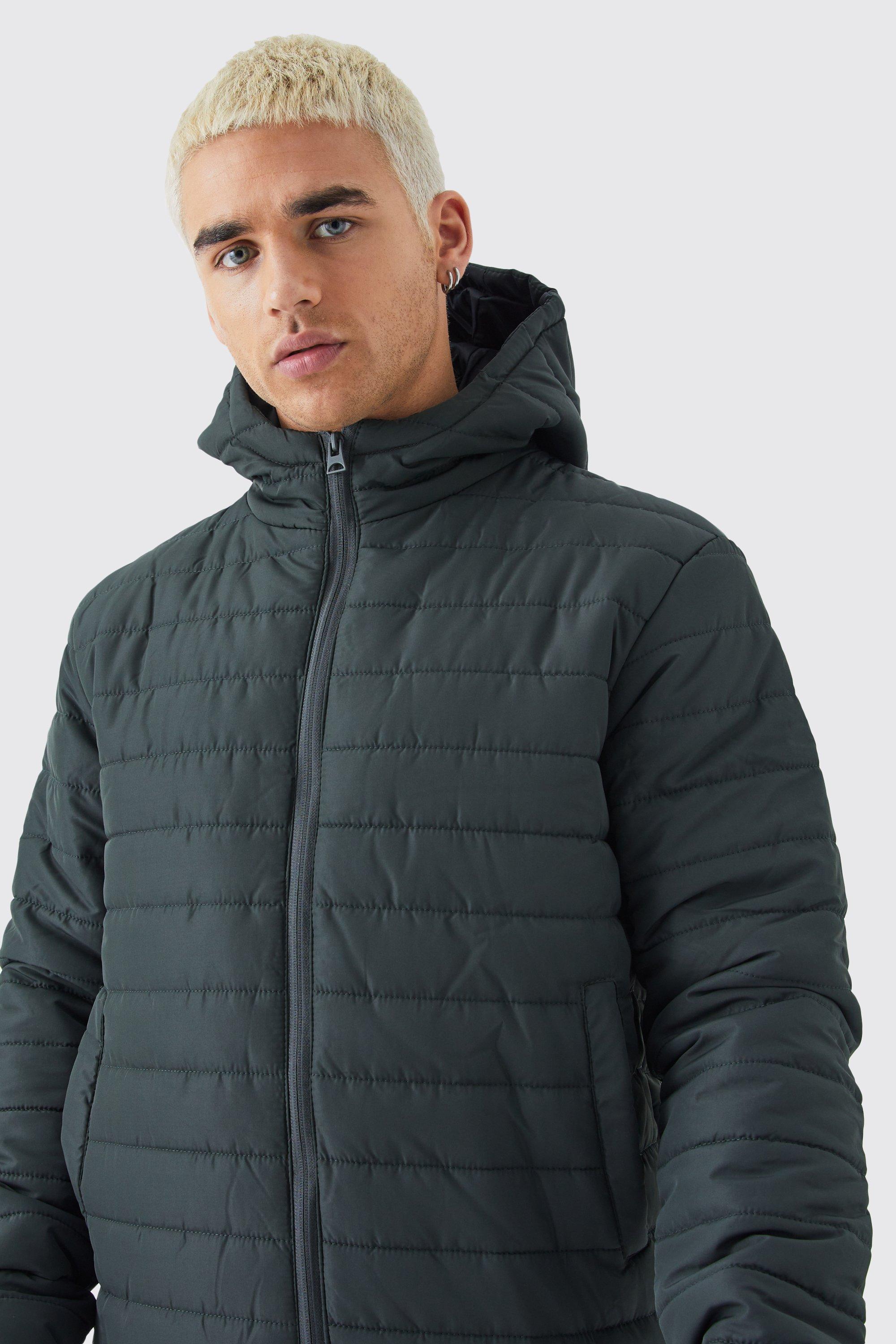 Men's puffer shop with hood