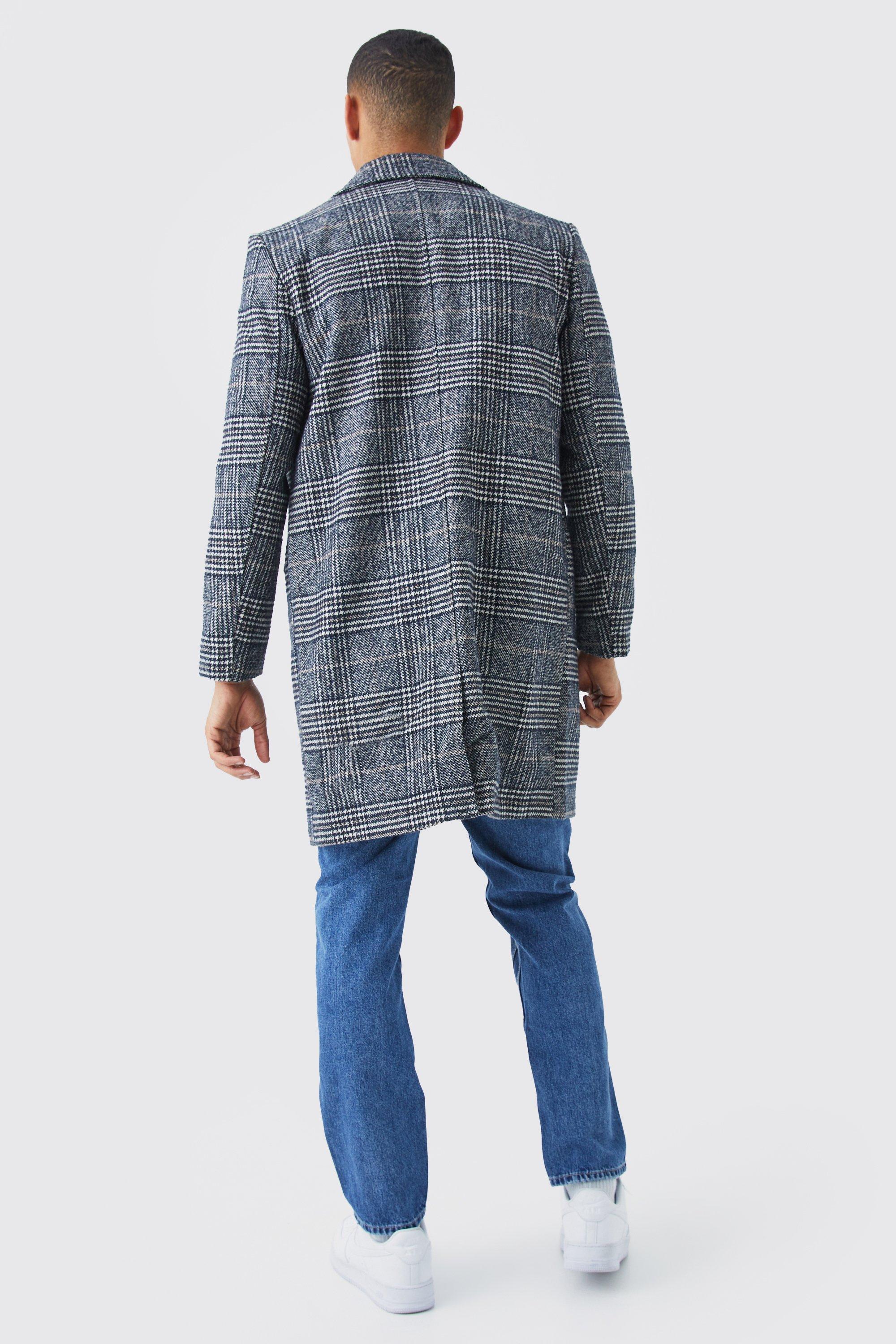 Wool Mix Check Overcoat