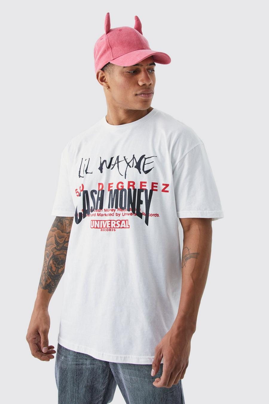 Oversize T-Shirt mit lizenziertem Lil Wayne Print, White image number 1