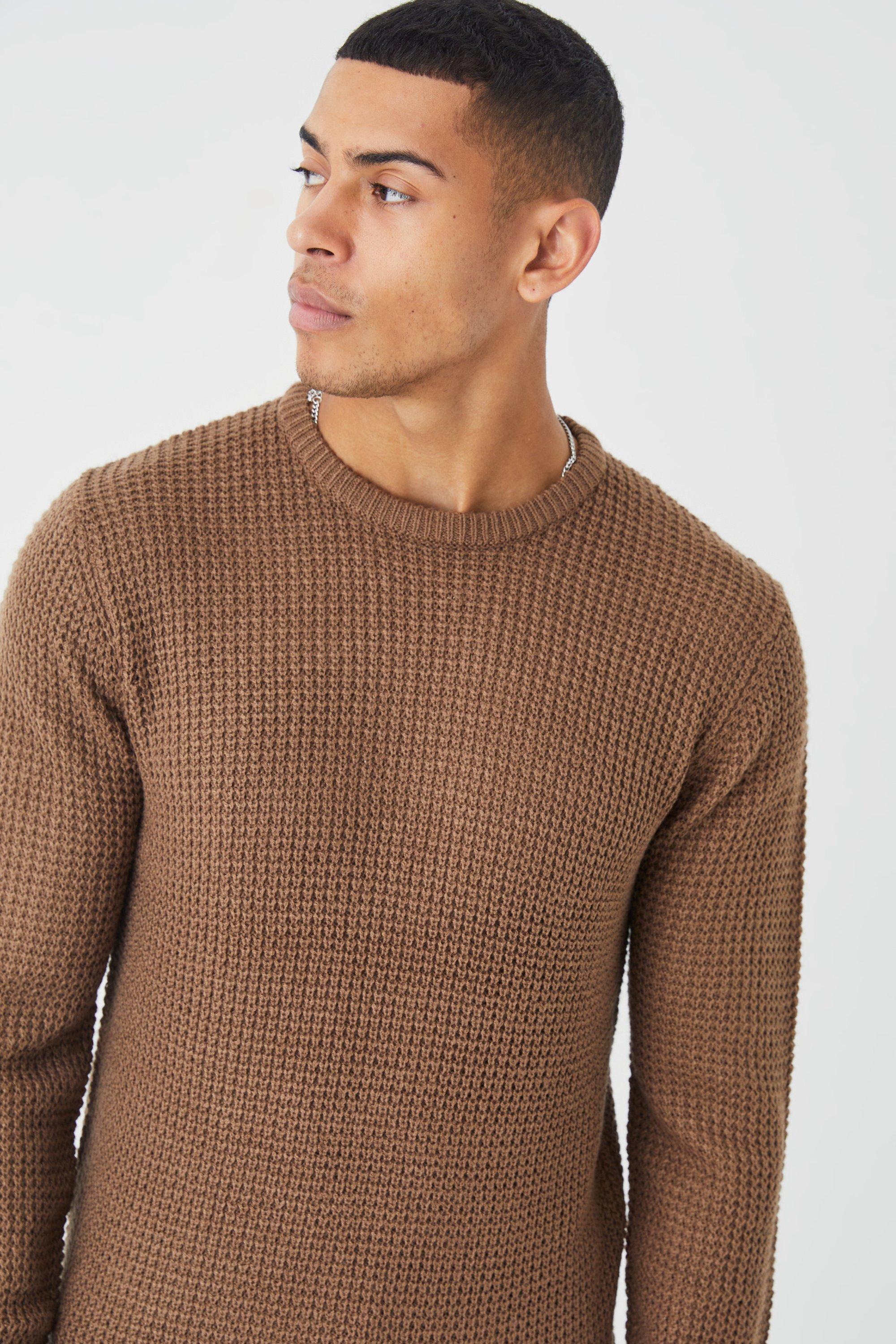 Regular Fit Waffle-knit Sweater