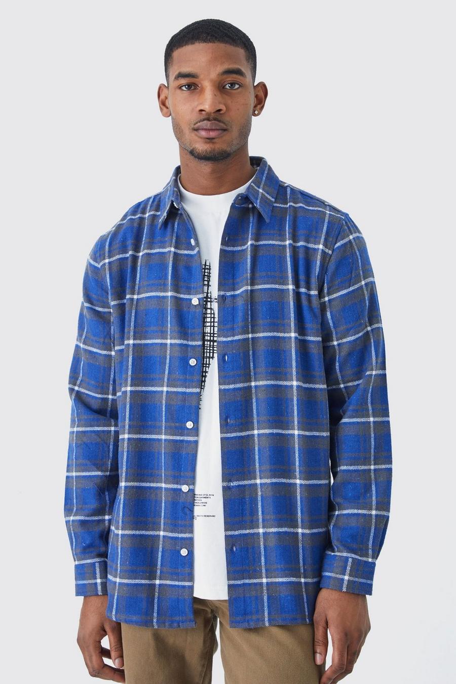 Blue Tall Long Sleeve Check Overshirt image number 1