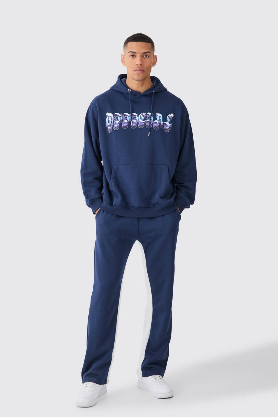 Navy Oversized Chrome Graphic Gusset Tracksuit image number 1