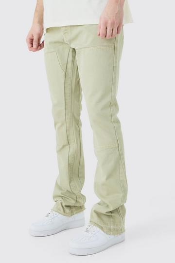 Sage Green Tall Slim Rigid Flare Gusset Detail Jeans