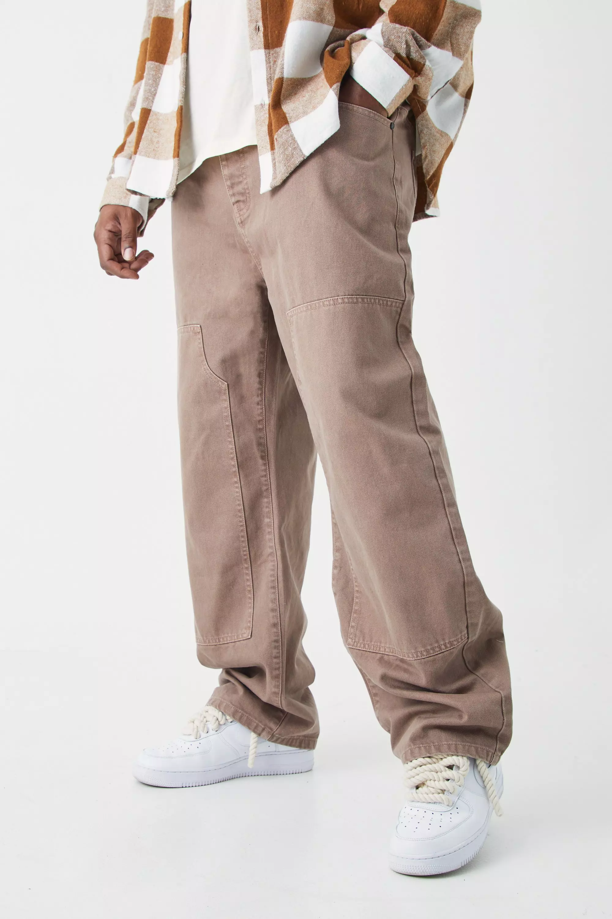 Brown Plus Relaxed Rigid Overdyed Carpenter Jeans alternative image