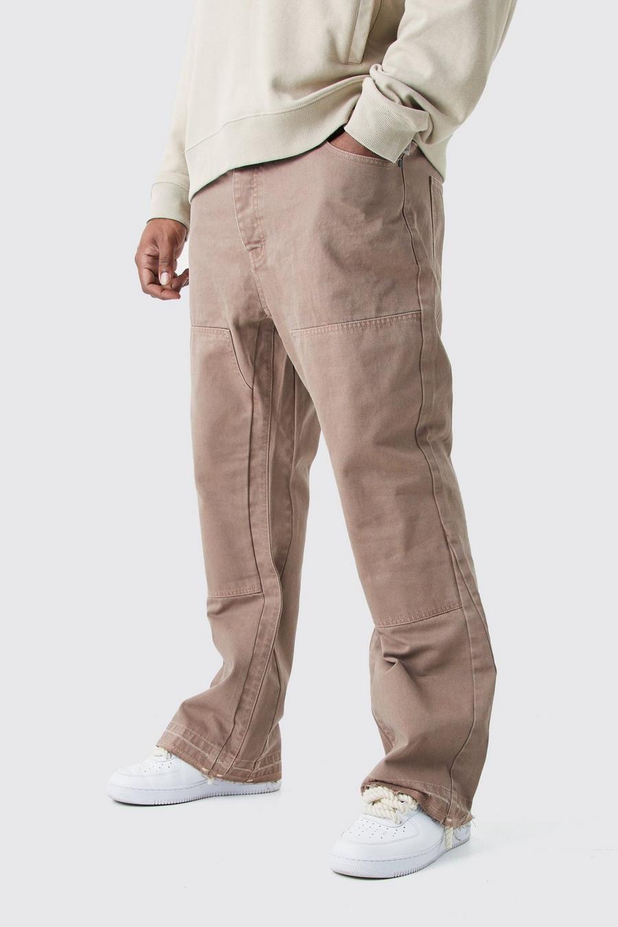 Brown Plus Onbewerkte Flared Slim Fit Jeans Met Gusset Detail