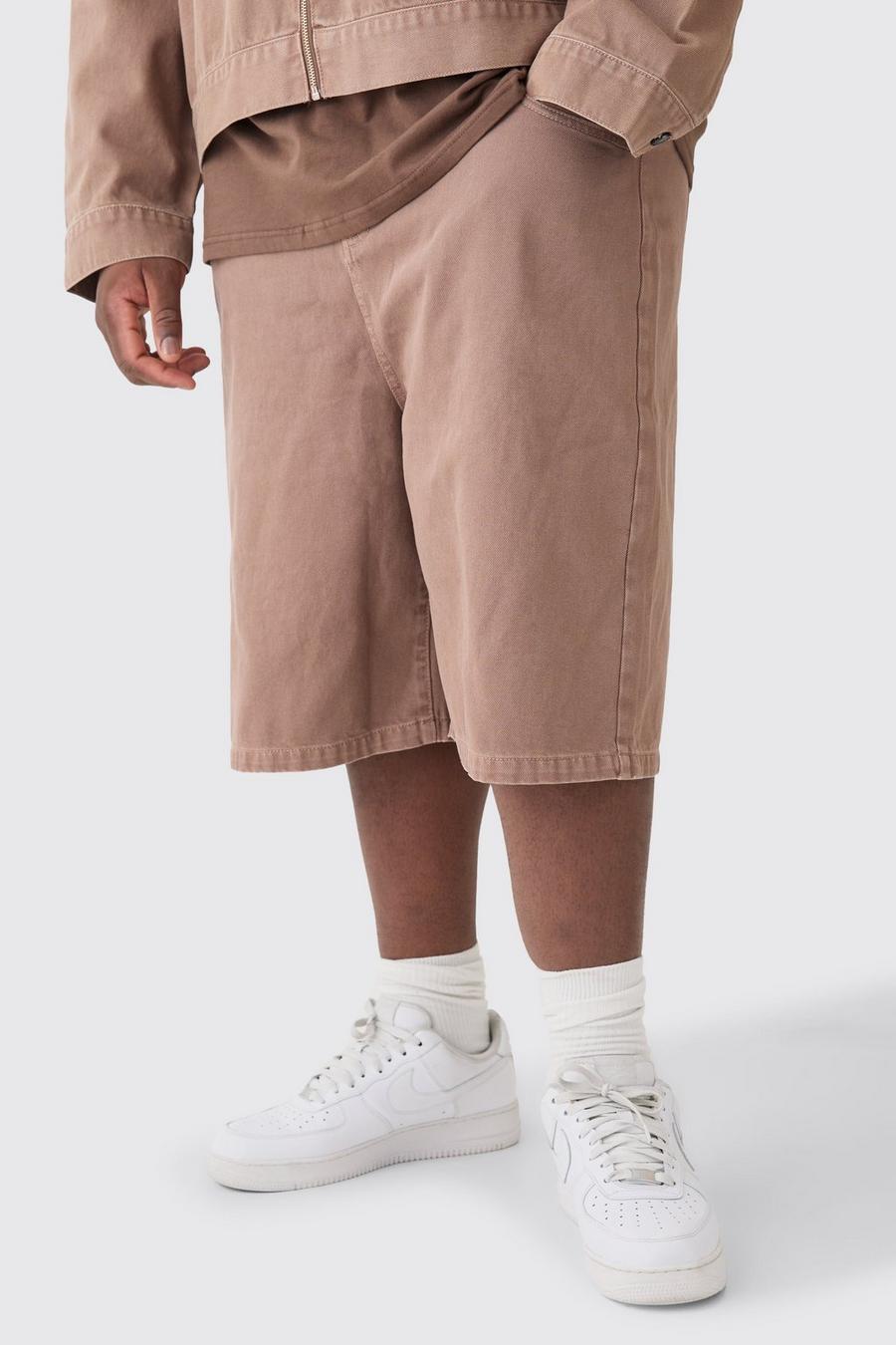 Brown Plus Overdyed Denim Jorts