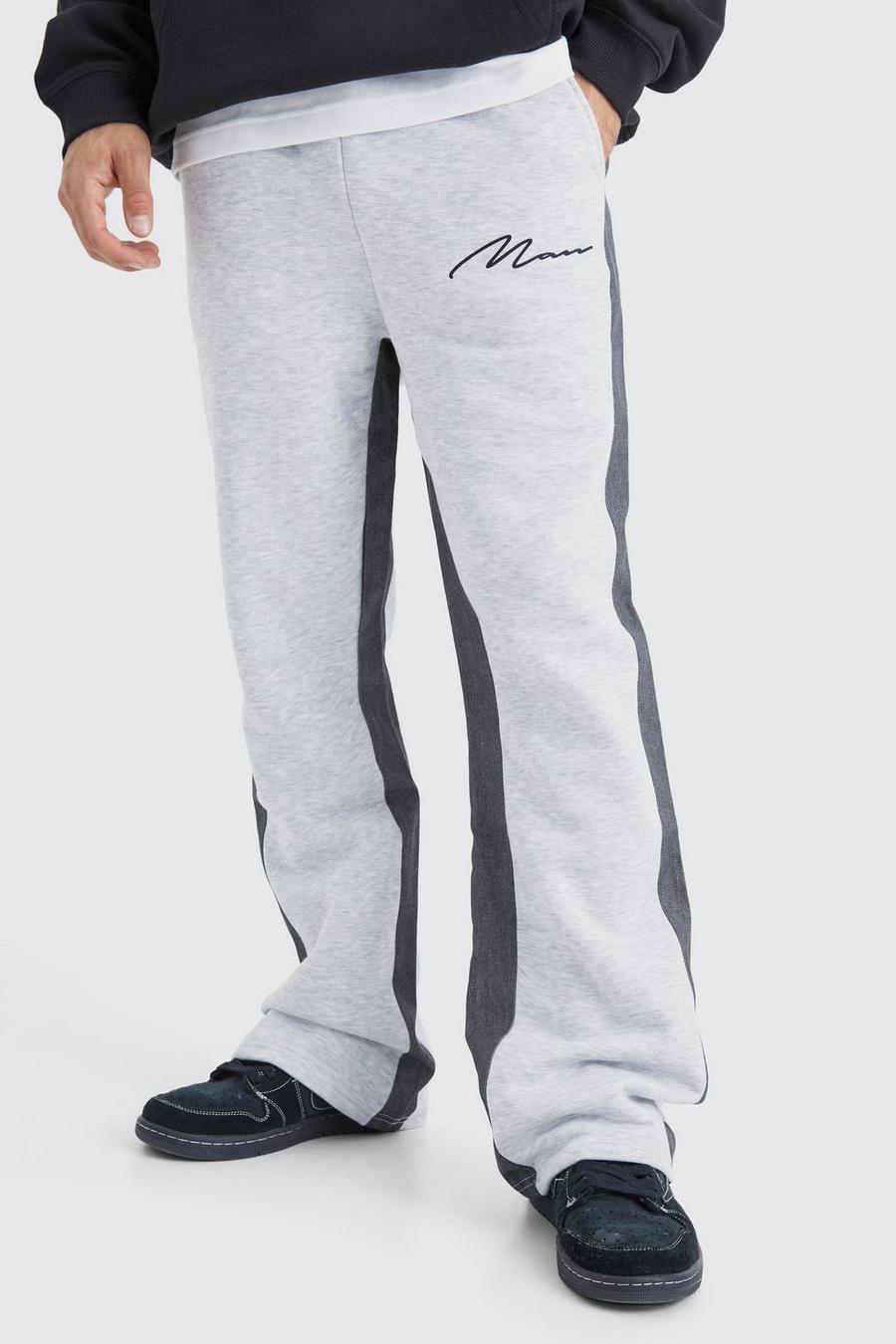 Pantalón deportivo vaquero con firma MAN y refuerzos, Ash grey image number 1