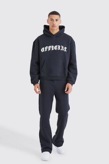 Black Official Gothic Text Gusset Tracksuit