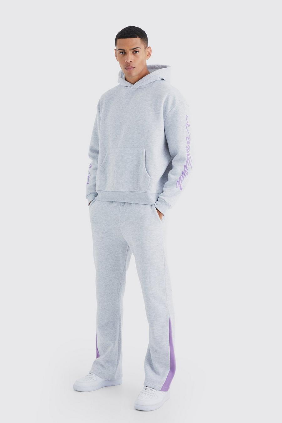 Ash grey Worldwide Placement Printed Gusset Tracksuit