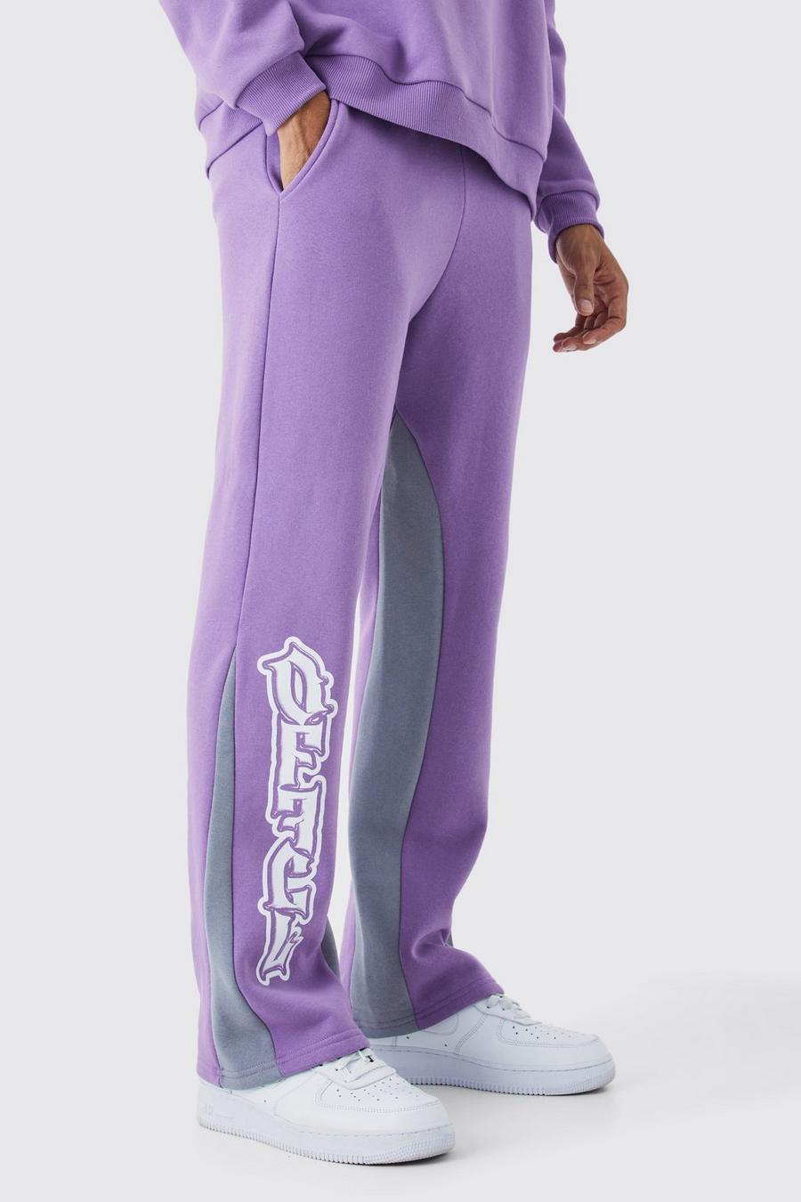Pantaloni tuta Official stile Graffiti con inserti, Lilac