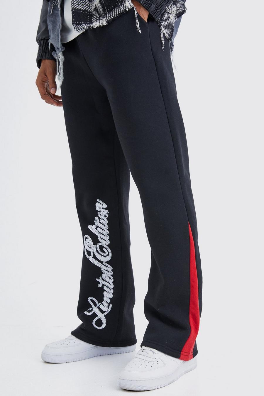 Pantaloni tuta Limited Edition con inserti e scritta, Black image number 1