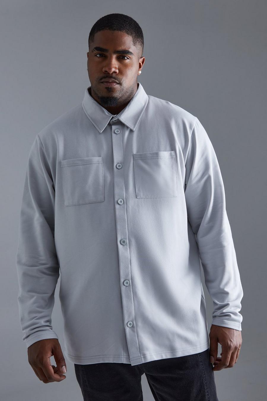Grey Plus Skjortjacka i jersey med utilitydetaljer image number 1
