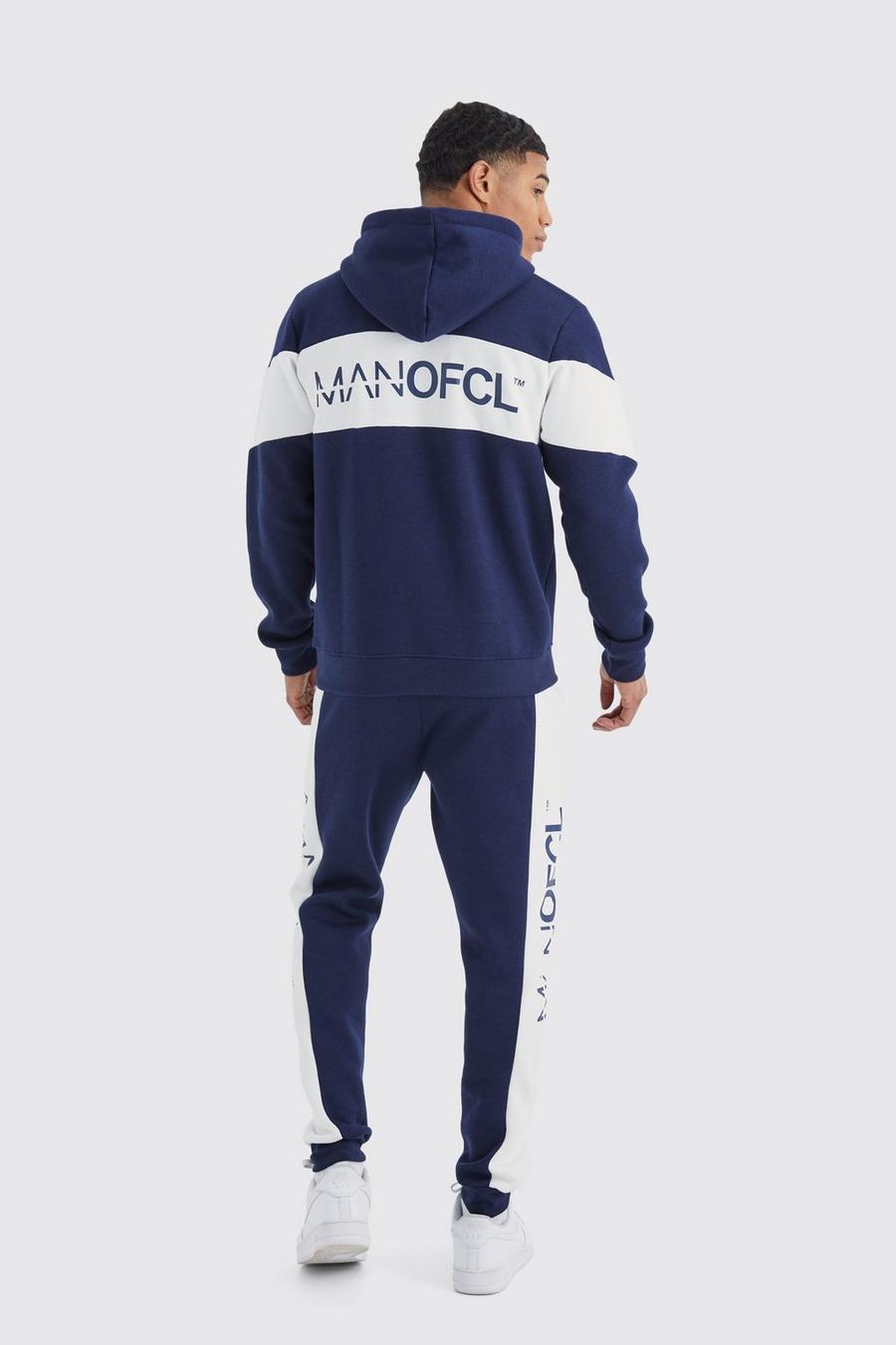 Navy Man Ofcl Slim Colour Block Hooded Tracksuit image number 1