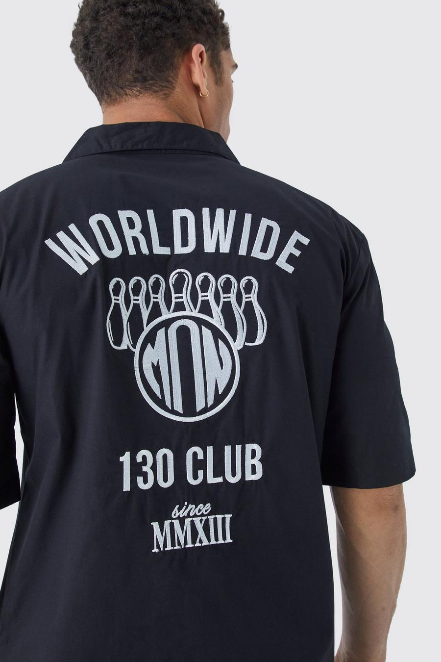 Chemise en popeline à imprimé Worldwide Club, Black