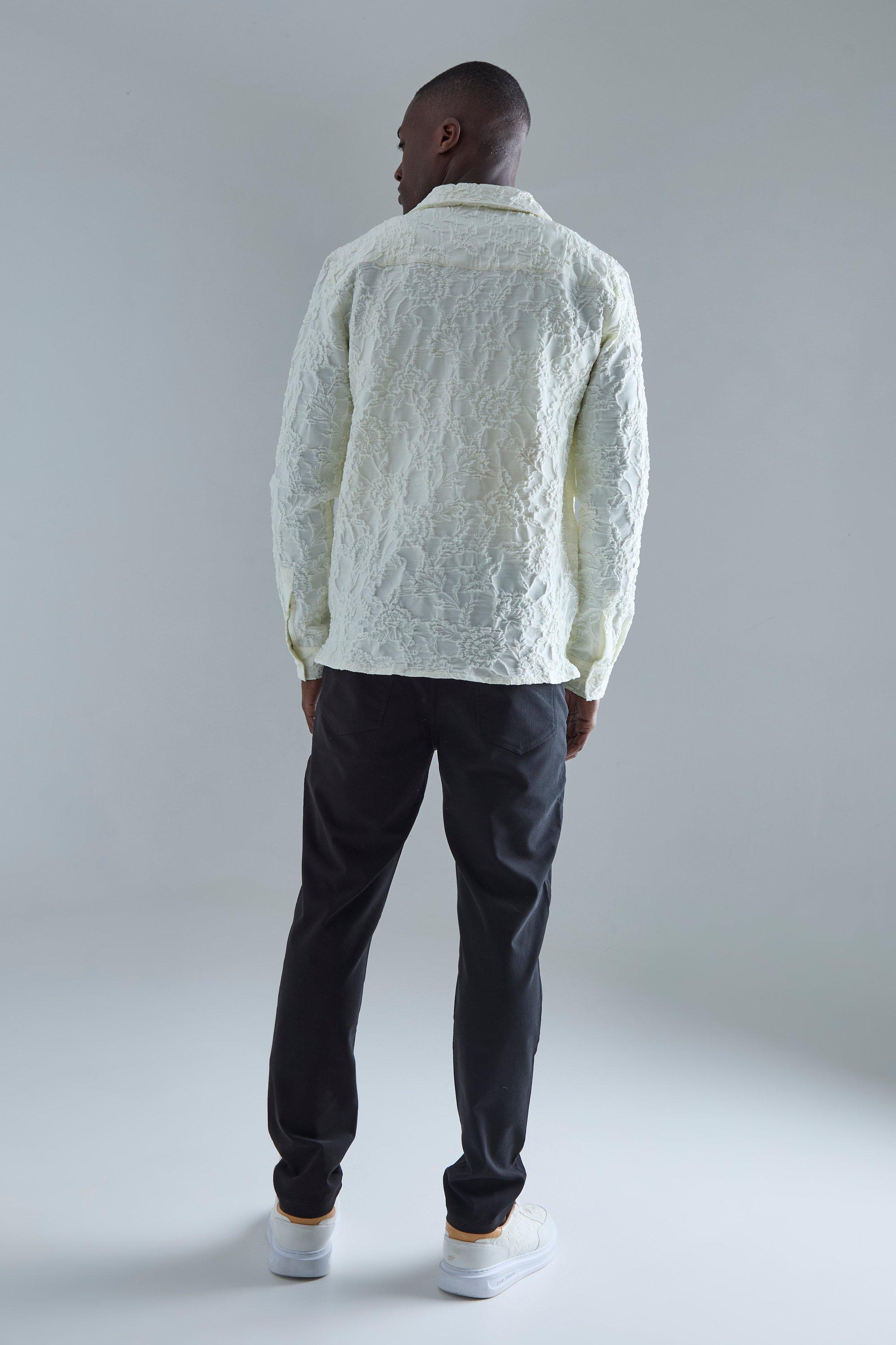 Long Sleeve Floral Textured Shirt | boohoo