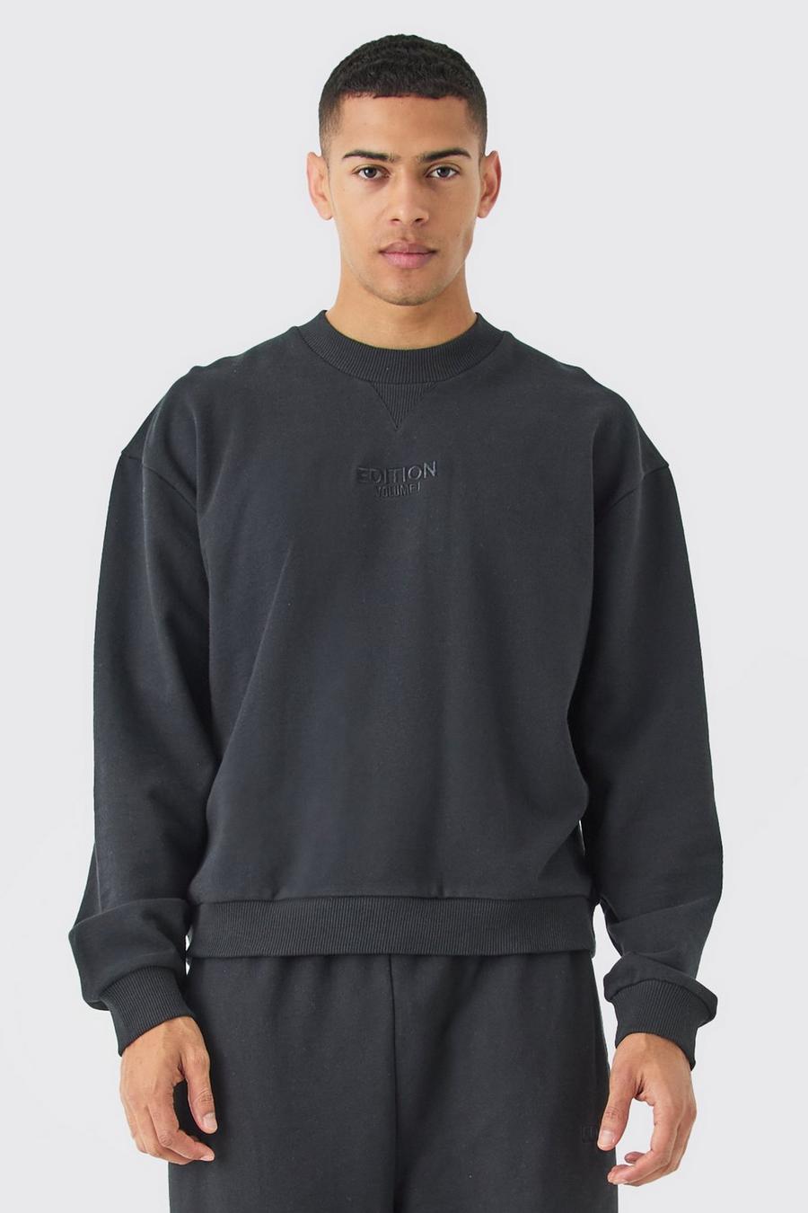 Black EDITION Oversize sweatshirt i tjockt tyg med hög halsmudd image number 1